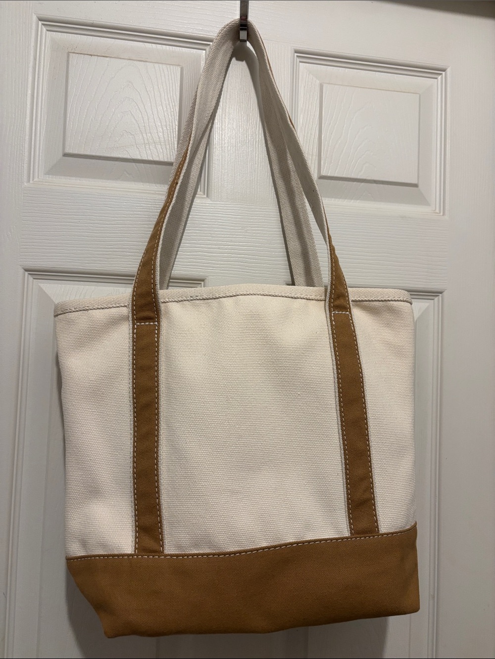 Lands end Medium 5 Pocket Open Top Long Handle Canvas Tote Bag - Picture 3 of 4